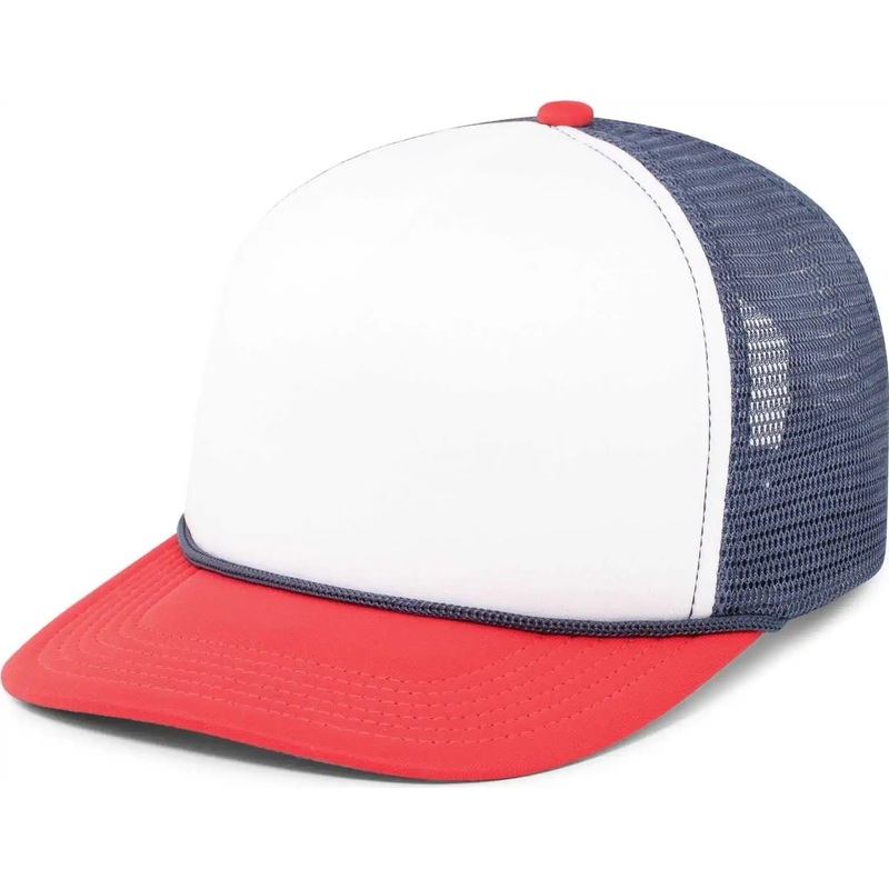 Pacific Headwear P782 Foamie Fresh Trucker Cap – White Navy Red