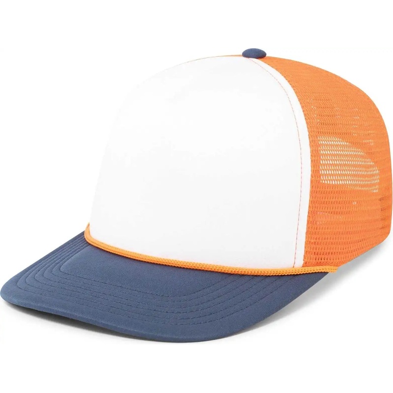 Pacific Headwear P782 Foamie Fresh Trucker Cap – White Orange Navy
