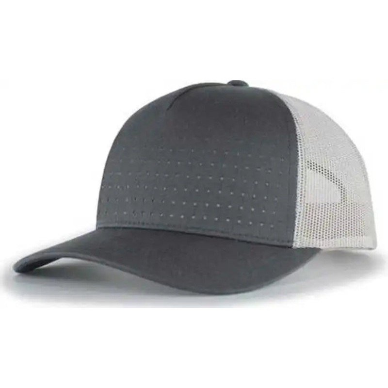 Pacific Headwear 105P Perforated 5-Panel Trucker Snapback Cap – Graphite Silver Graphite