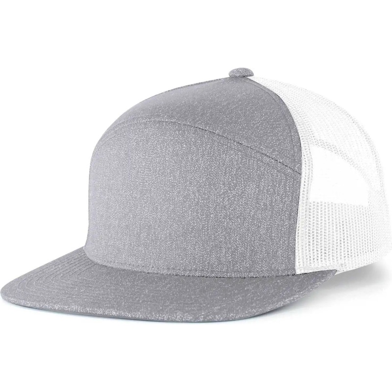 Pacific Headwear 710 6-Panel Arch Heather Trucker Snapback Cap – Grey Heather White