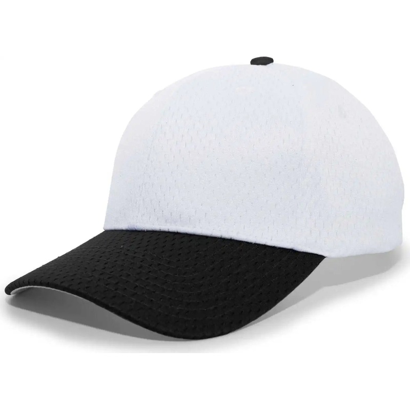 Pacific Headwear 805M Coolport Mesh Hook-and-Loop Cap – White Black