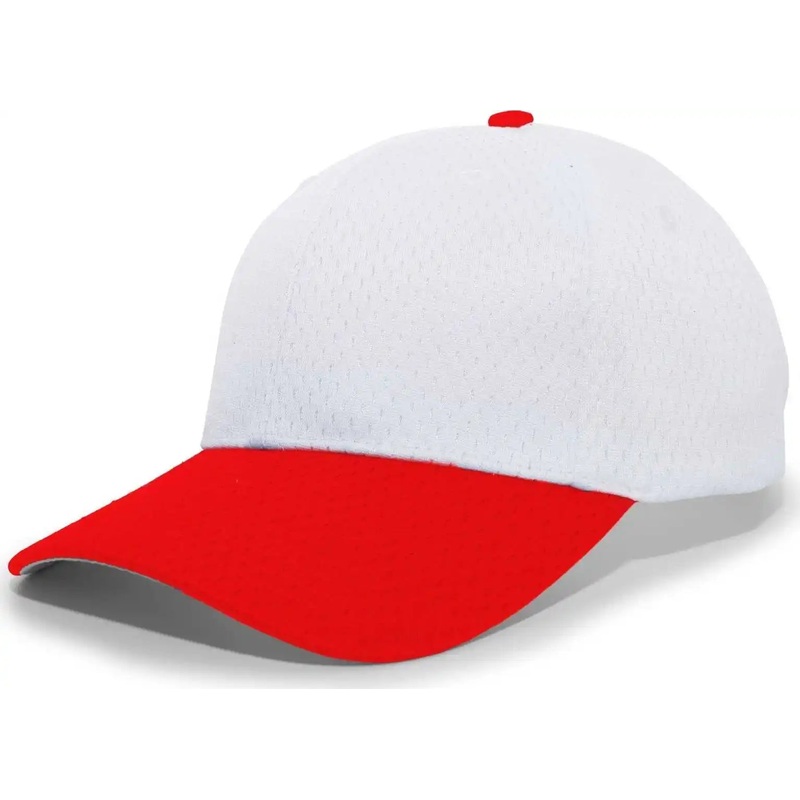 Pacific Headwear 805M Coolport Mesh Hook-and-Loop Cap – White Red