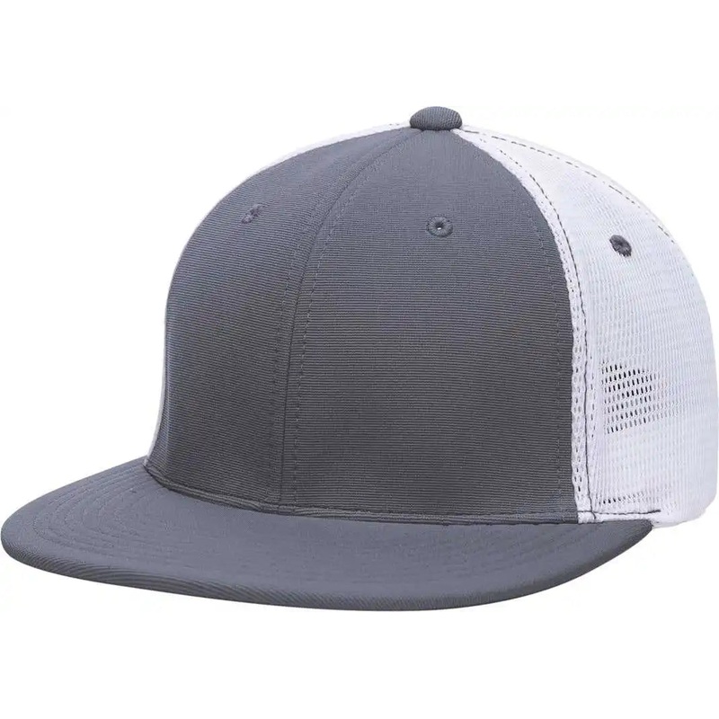 Pacific Headwear ES341 Premium M2 Performance Trucker Flexfit Cap – Graphite White
