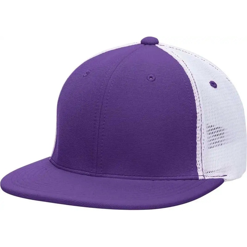 Pacific Headwear ES341 Premium M2 Performance Trucker Flexfit Cap – Purple White