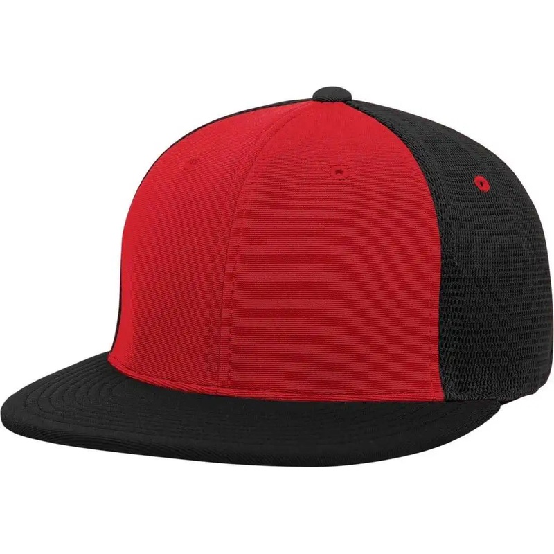 Pacific Headwear ES341 Premium M2 Performance Trucker Flexfit Cap – Red Black