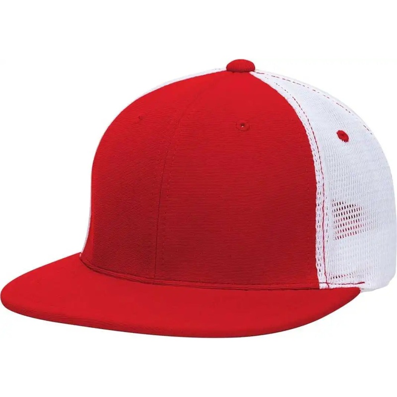 Pacific Headwear ES341 Premium M2 Performance Trucker Flexfit Cap – Red White