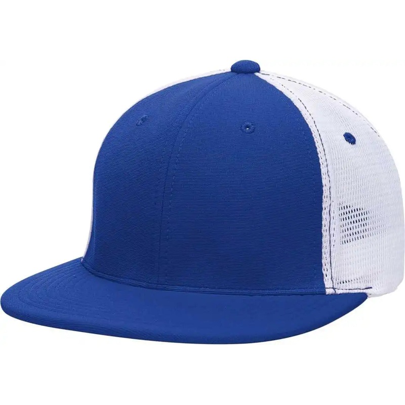 Pacific Headwear ES341 Premium M2 Performance Trucker Flexfit Cap – Royal White