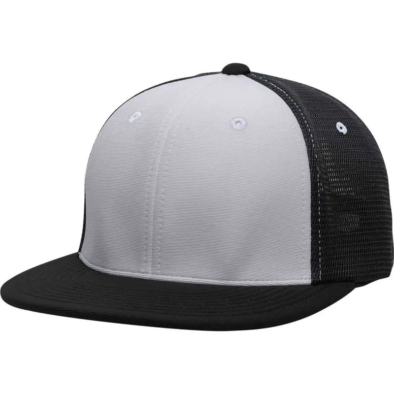 Pacific Headwear ES341 Premium M2 Performance Trucker Flexfit Cap – Silver Black