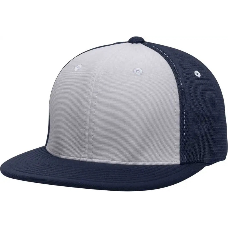 Pacific Headwear ES341 Premium M2 Performance Trucker Flexfit Cap – Silver Navy
