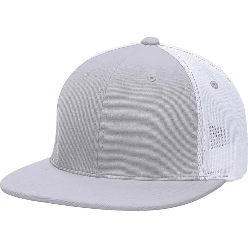Pacific Headwear ES341 Premium M2 Performance Trucker Flexfit Cap – Silver White