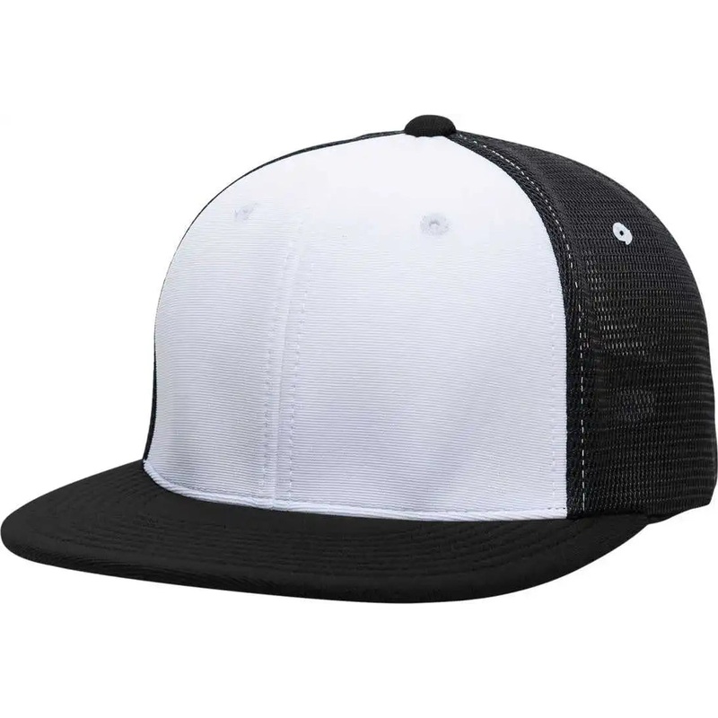 Pacific Headwear ES341 Premium M2 Performance Trucker Flexfit Cap – White Black