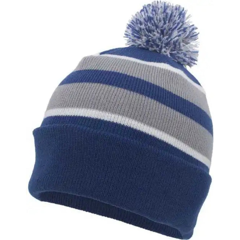 Pacific Headwear 641K Pom-Pom Cuff Beanie – Royal Silver White