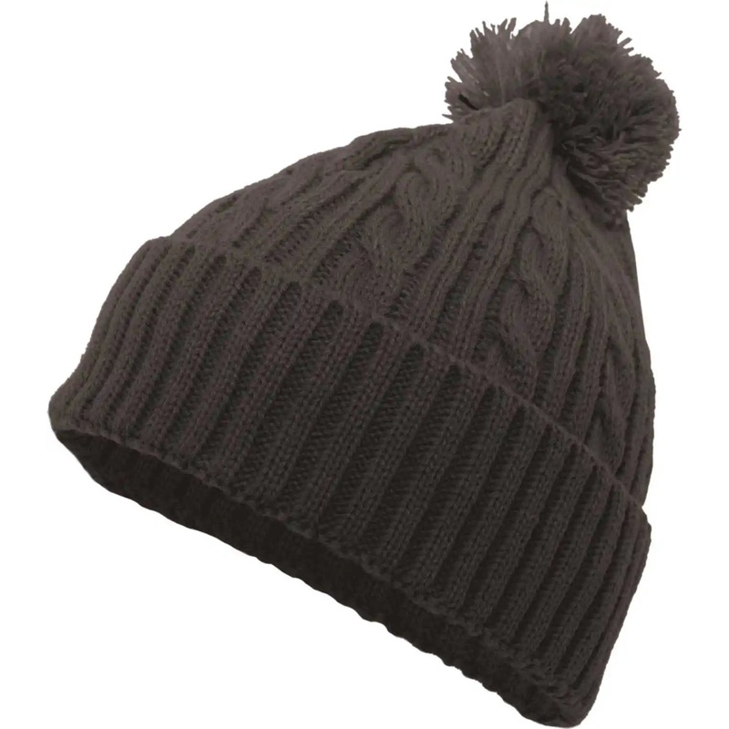 Pacific Headwear 643K Cable Knit Pom-Pom Beanie – Graphite