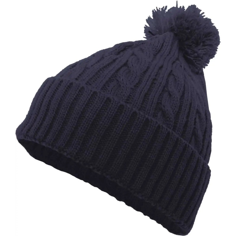Pacific Headwear 643K Cable Knit Pom-Pom Beanie – Navy
