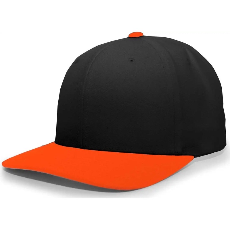 Pacific Headwear 705W Pro-Wool Hook-and-Loop Cap – Black Orange