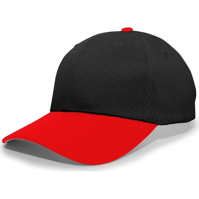 Pacific Headwear 805M Coolport Mesh Hook-and-Loop Cap – Black Red