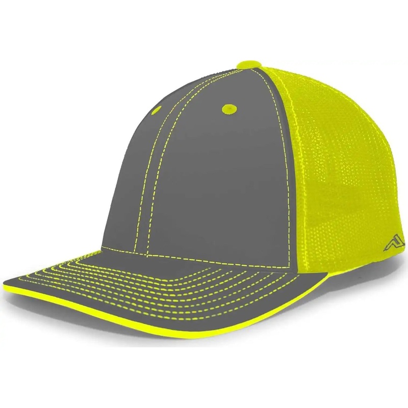 Pacific Headwear 404M Trucker Flexfit Cap – Graphite Neon Yellow