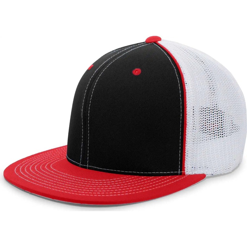 Pacific Headwear 4D5 D-Series Trucker Flexfit Cap – Black Red