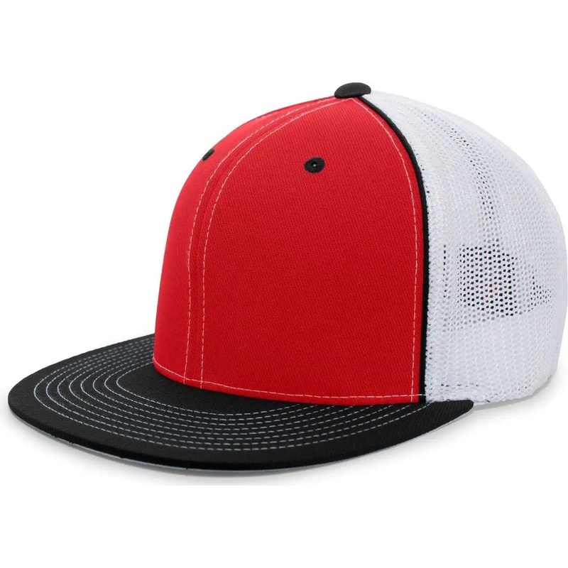 Pacific Headwear 4D5 D-Series Trucker Flexfit Cap – Red Black