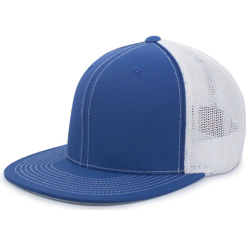Pacific Headwear 4D5 D-Series Trucker Flexfit Cap – Royal White