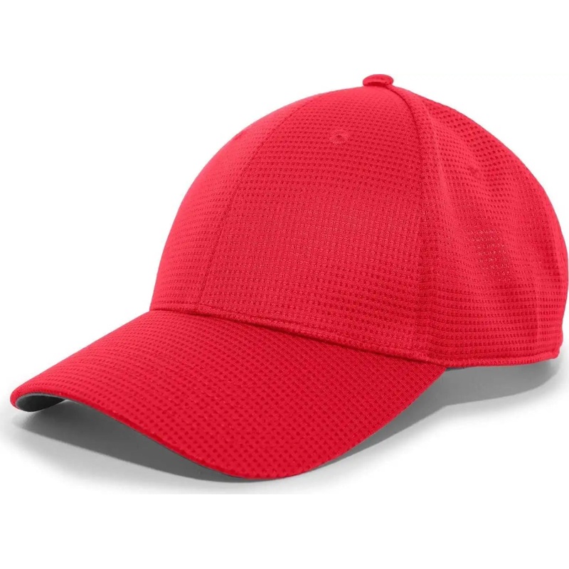 Pacific Headwear 285C Air-Tech Performance Hook-and-Loop Cap – Red
