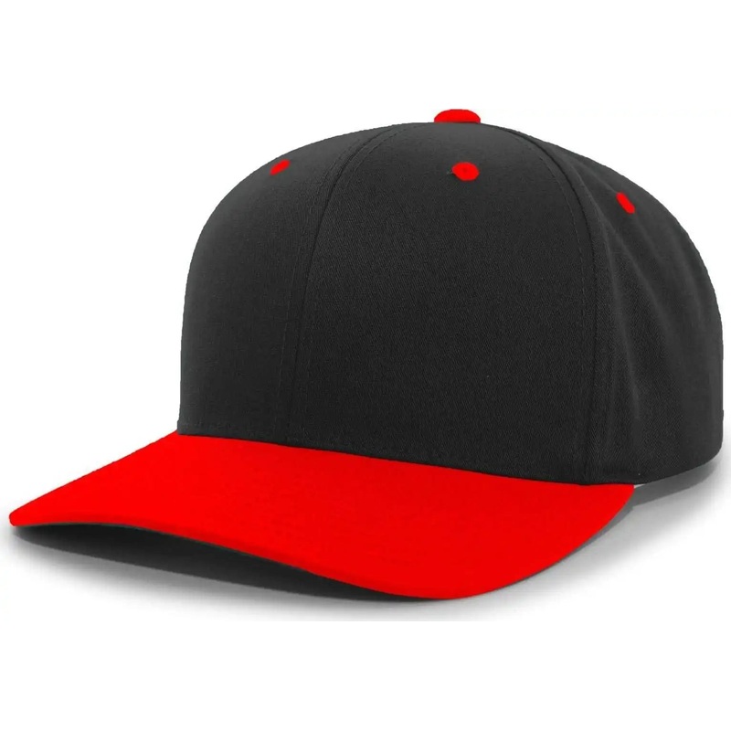 Pacific Headwear 302C Cotton Blend Hook-and-Loop Cap – Black Red