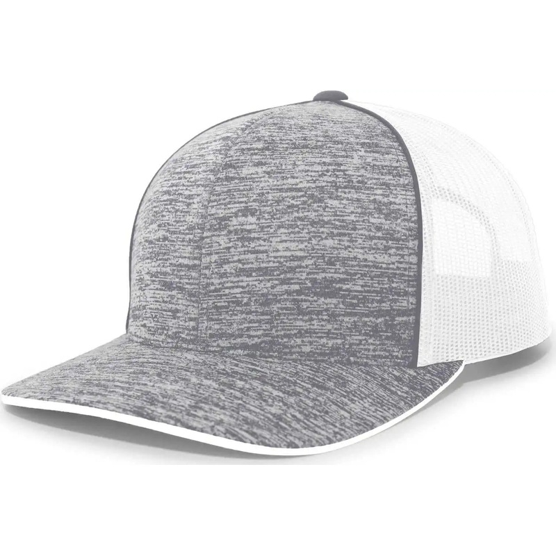 Pacific Headwear 106C Aggressive Heather Trucker Snapback Cap – Graphite Heather White