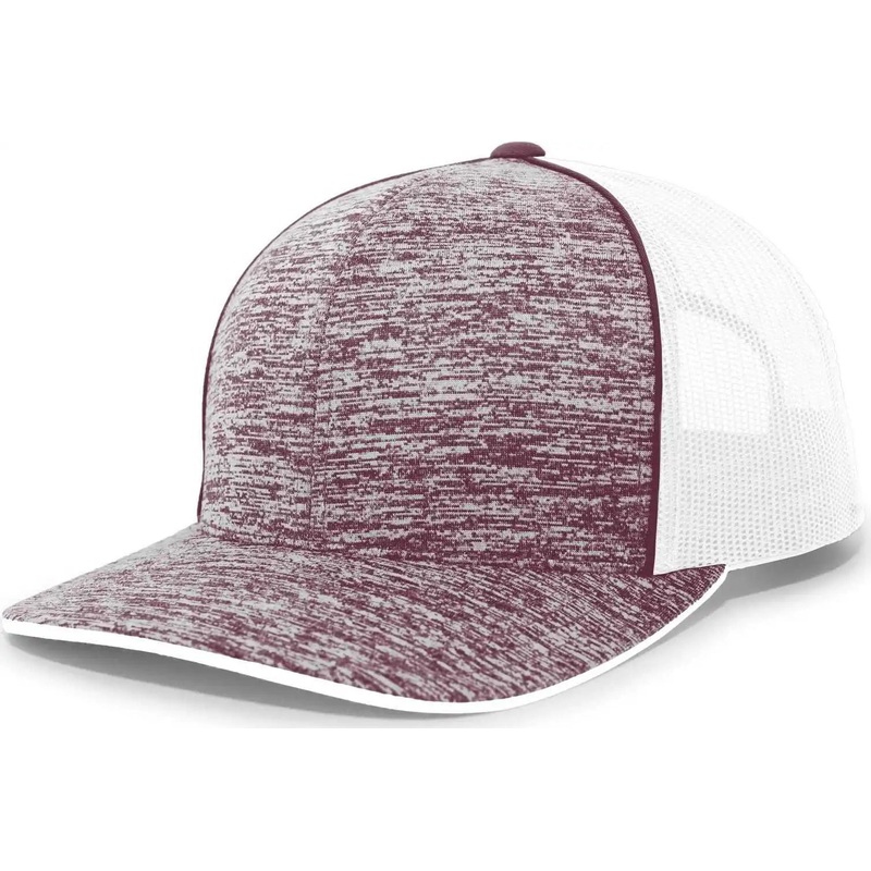 Pacific Headwear 106C Aggressive Heather Trucker Snapback Cap – Maroon Heather White