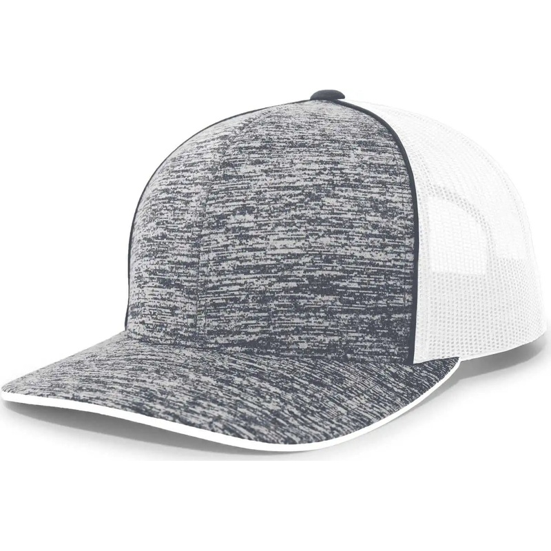 Pacific Headwear 106C Aggressive Heather Trucker Snapback Cap – Navy Heather White