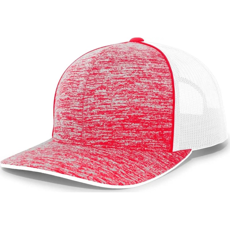 Pacific Headwear 106C Aggressive Heather Trucker Snapback Cap – Red Heather White
