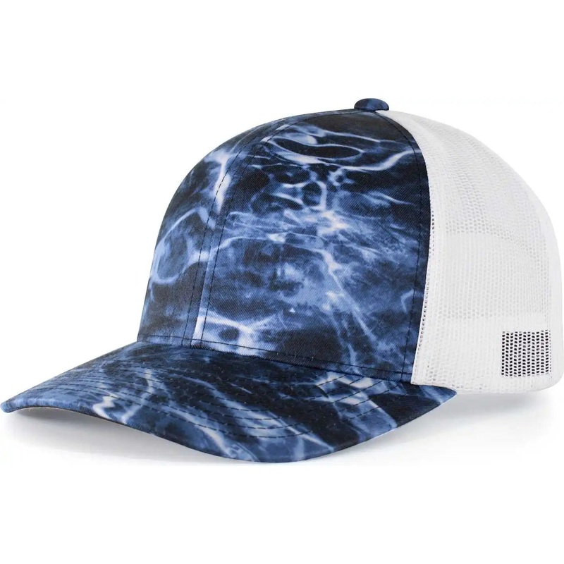 Pacific Headwear 107C Elements Agua Camo Trucker Snapback Cap – Elements Bluefin White