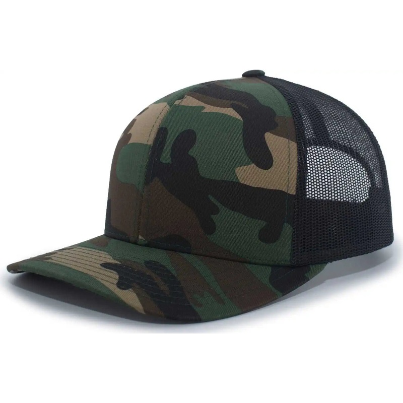 Pacific Headwear 108C Camo Trucker Snapback Cap – Army Black