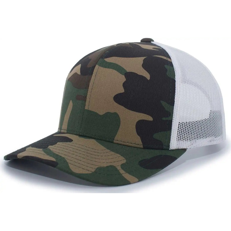 Pacific Headwear 108C Camo Trucker Snapback Cap – Army White