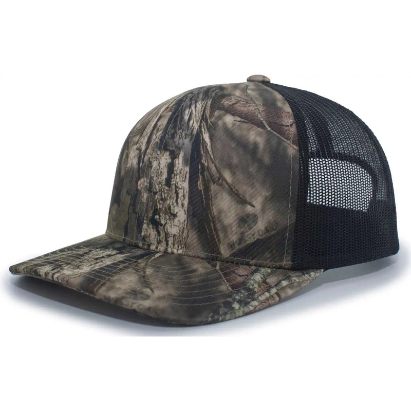 Pacific Headwear 108C Camo Trucker Snapback Cap – Break-Up Country Black