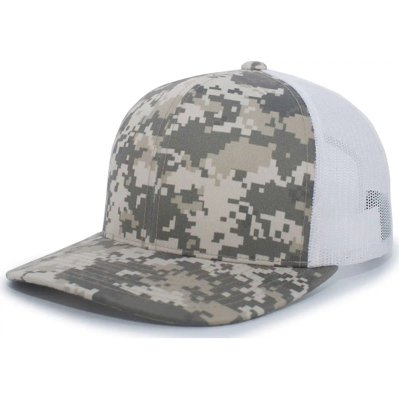 Pacific Headwear 108C Camo Trucker Snapback Cap – Desert White