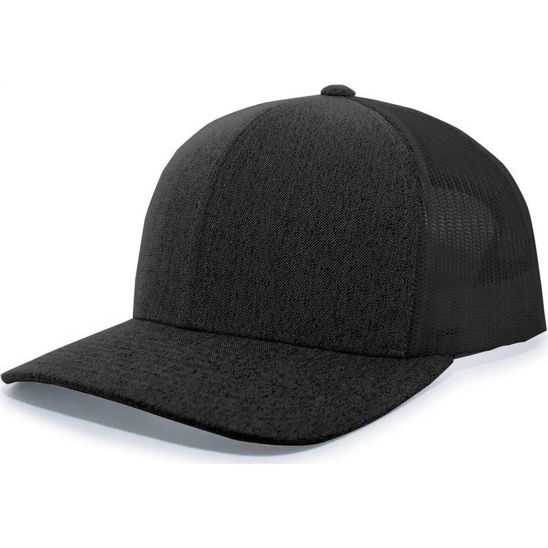 Pacific Headwear 110C Heather Trucker Snapback Cap – Black Heather Black