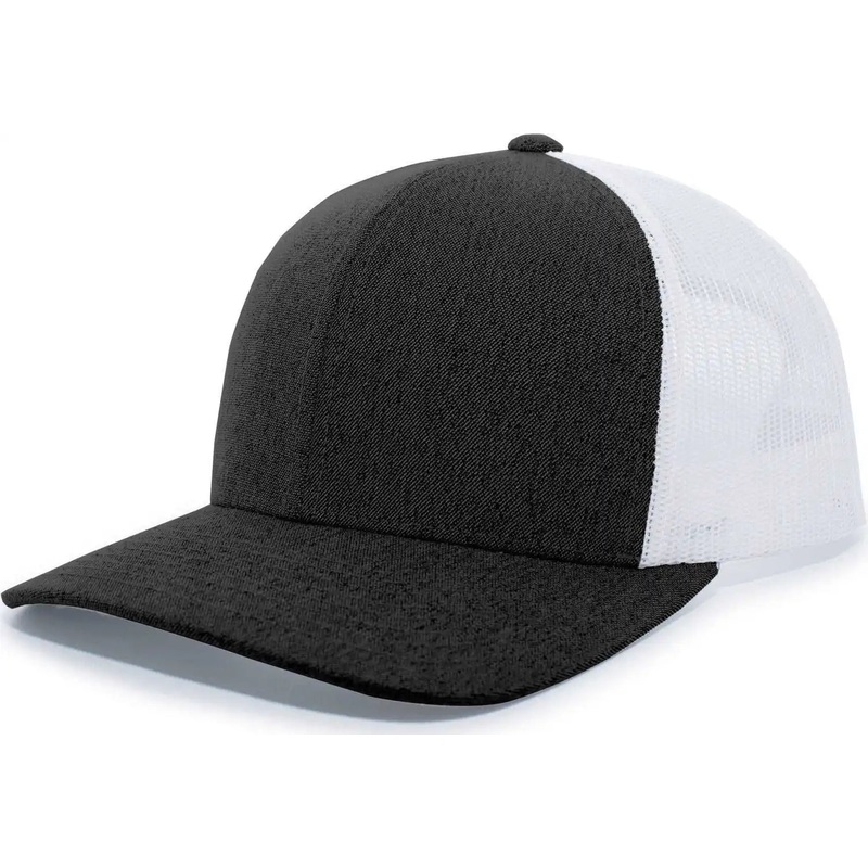 Pacific Headwear 110C Heather Trucker Snapback Cap – Black Heather White