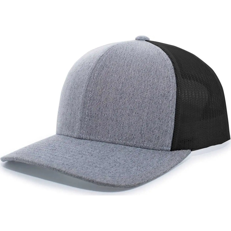 Pacific Headwear 110C Heather Trucker Snapback Cap – Gray Heather Black