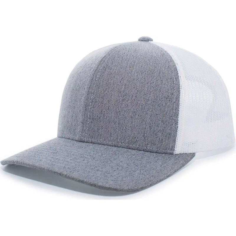 Pacific Headwear 110C Heather Trucker Snapback Cap – Gray Heather White