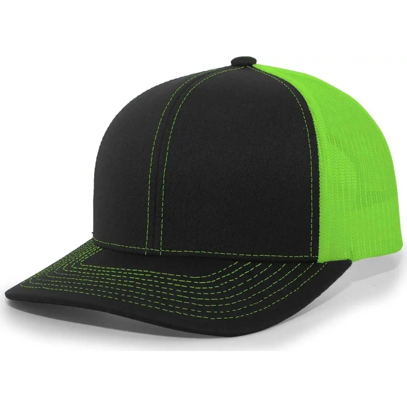 Pacific Headwear 104C Trucker Snapback Cap – Black Neon Green