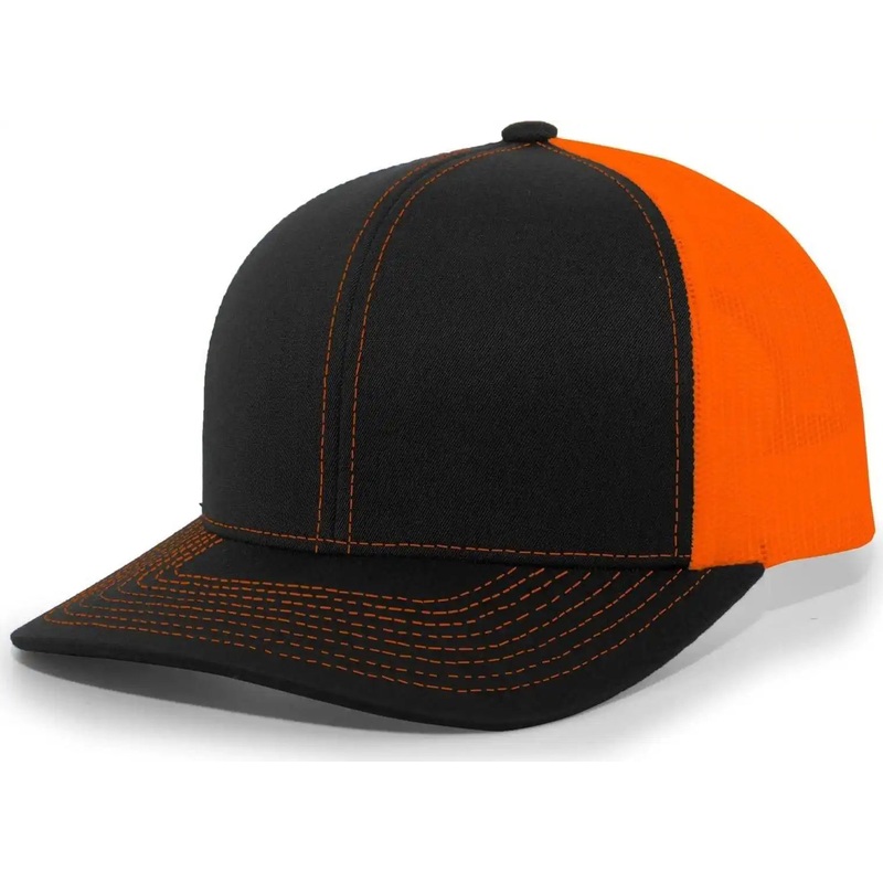 Pacific Headwear 104C Trucker Snapback Cap – Black Neon Orange