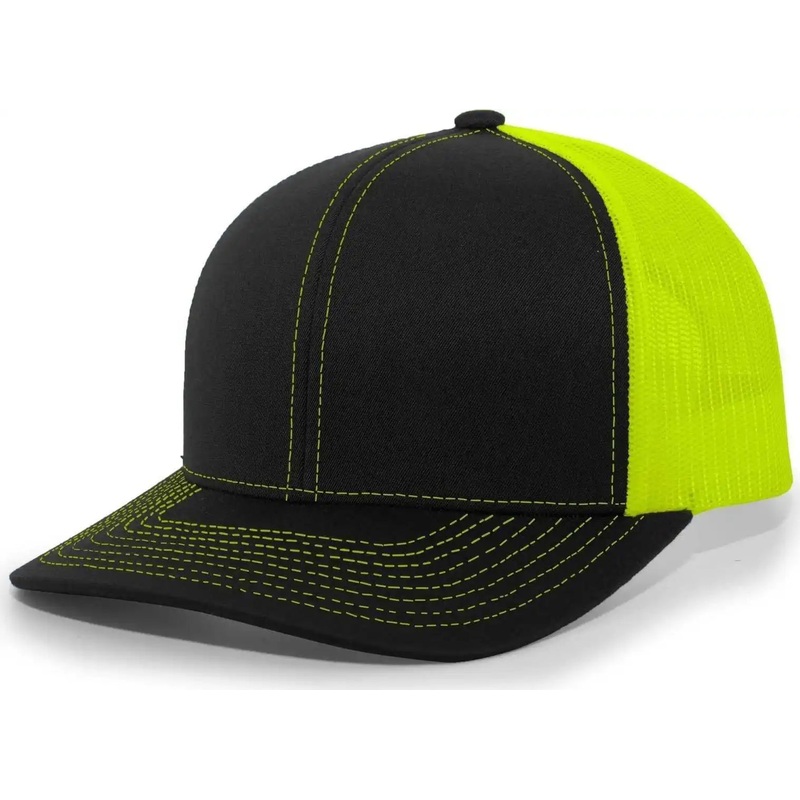 Pacific Headwear 104C Trucker Snapback Cap – Black Neon Yellow