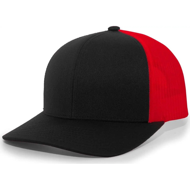 Pacific Headwear 104C Trucker Snapback Cap – Black Red Black