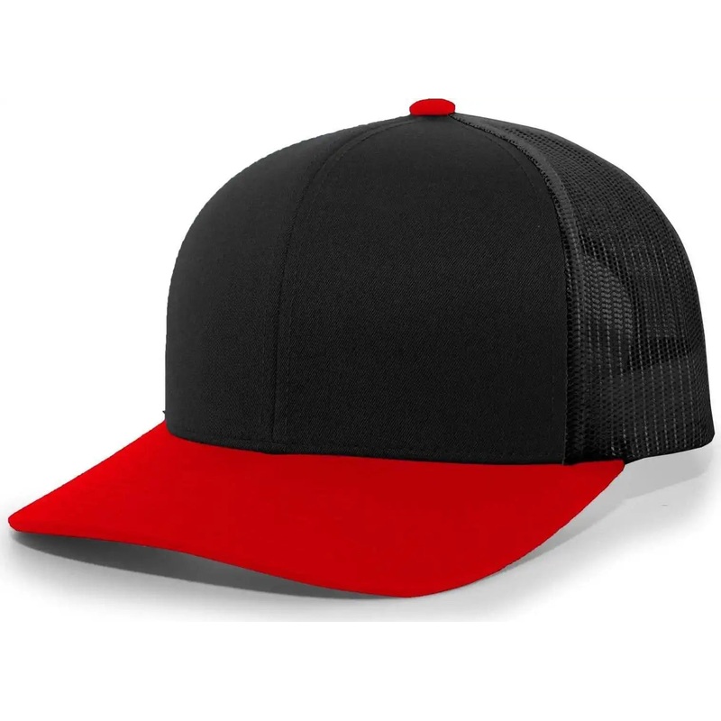 Pacific Headwear 104C Trucker Snapback Cap – Black Red