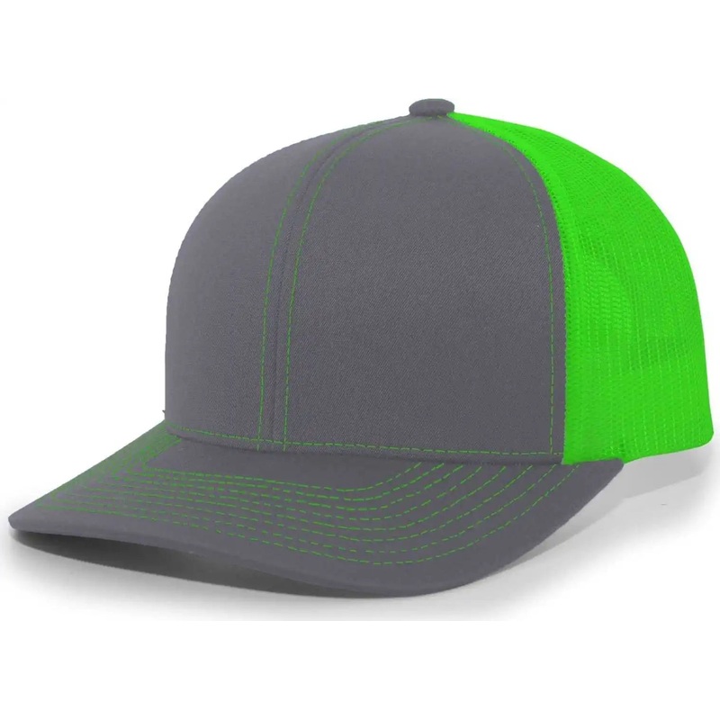 Pacific Headwear 104C Trucker Snapback Cap – Graphite Neon Green