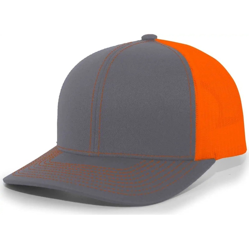 Pacific Headwear 104C Trucker Snapback Cap – Graphite Neon Orange