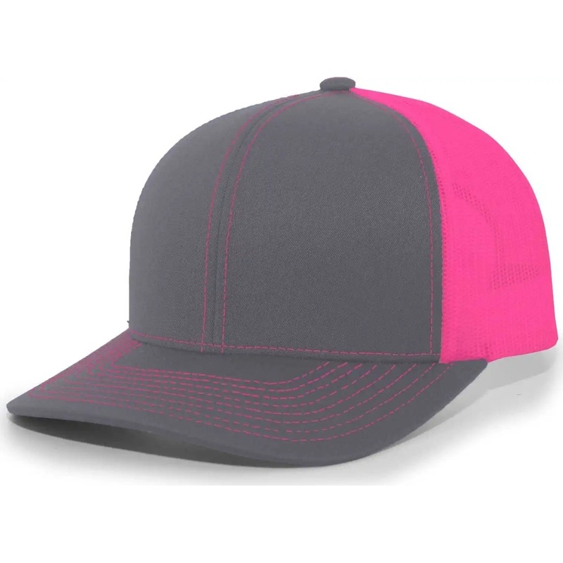 Pacific Headwear 104C Trucker Snapback Cap – Graphite Pink