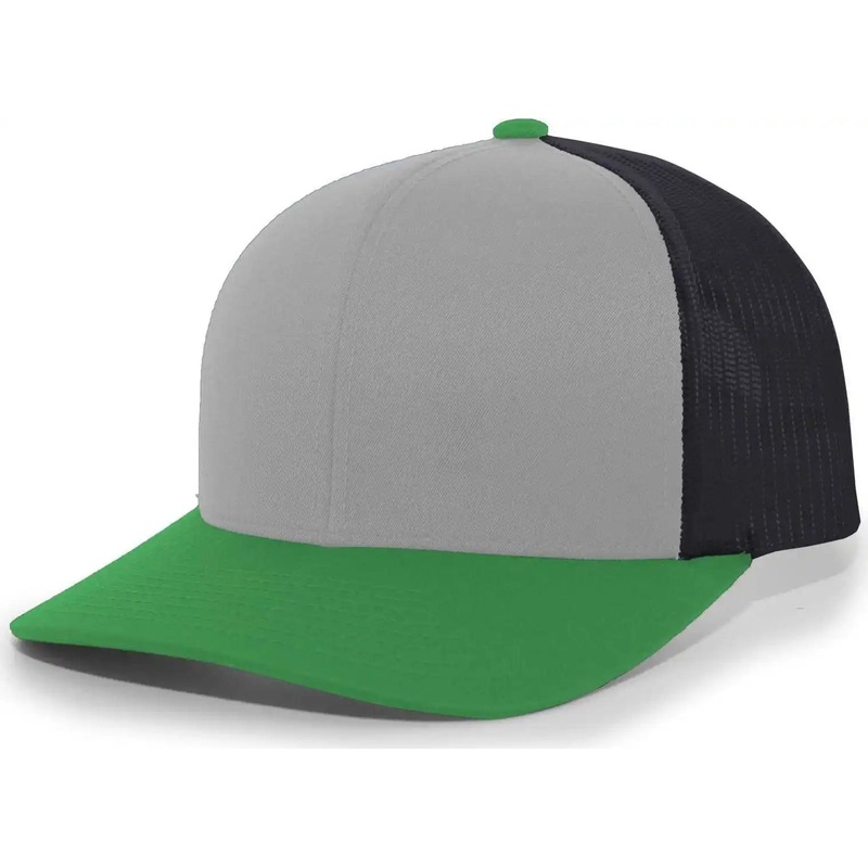 Pacific Headwear 104C Trucker Snapback Cap – HeatherGrey LtCharcoal Green