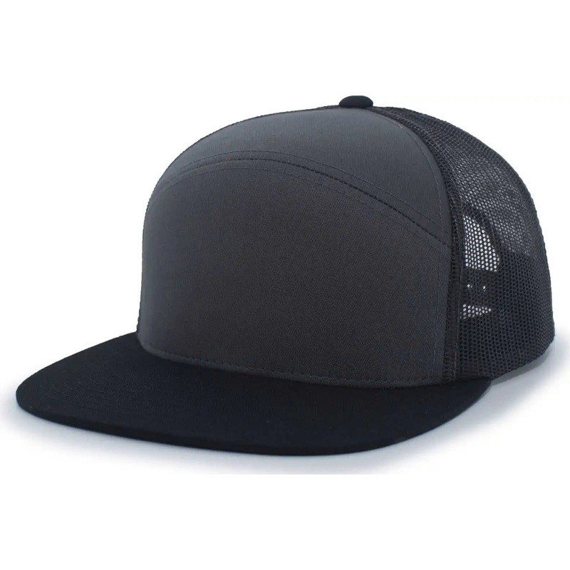 Pacific Headwear 787 6-Panel Arch Snapback Trucker Cap – Charcoal Black