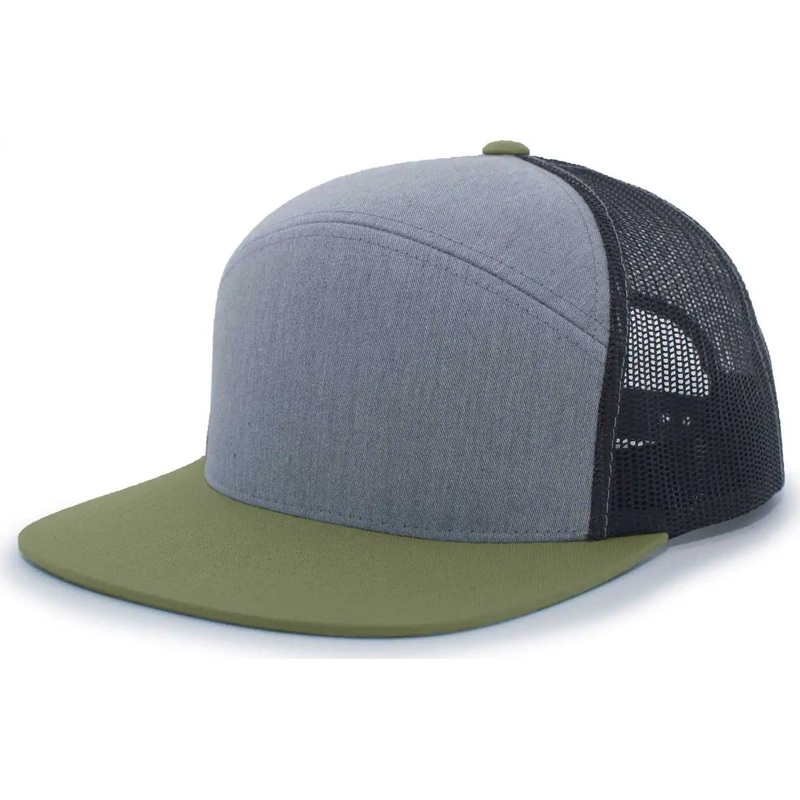 Pacific Headwear 787 6-Panel Arch Snapback Trucker Cap – Heather Gray Loden